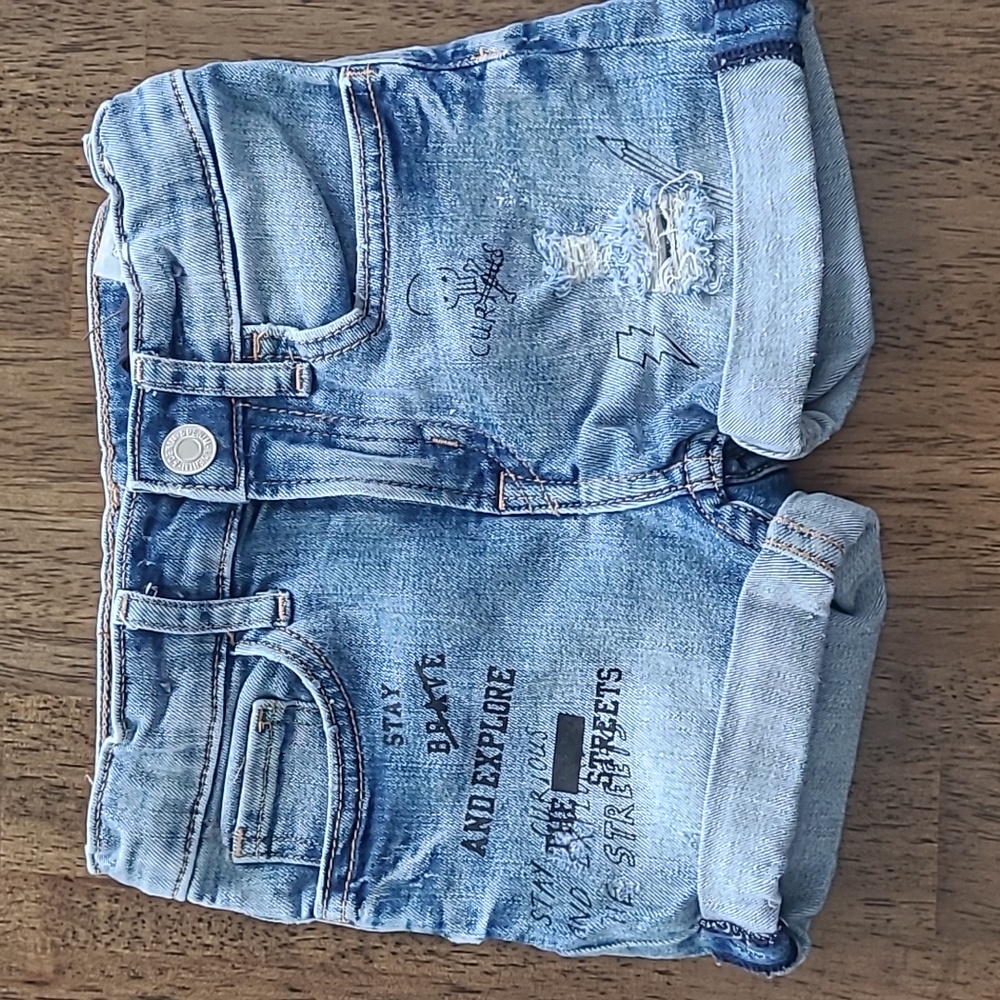 Denim graffiti shorts